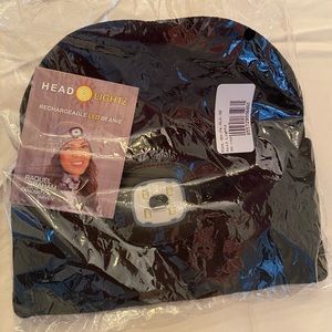 Headlightz Beanies with USB-rechargeable LED light.